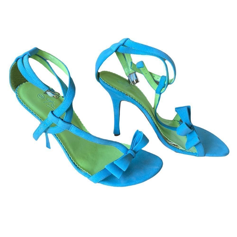 Size 9 Blue Stiletto Bow Sandal